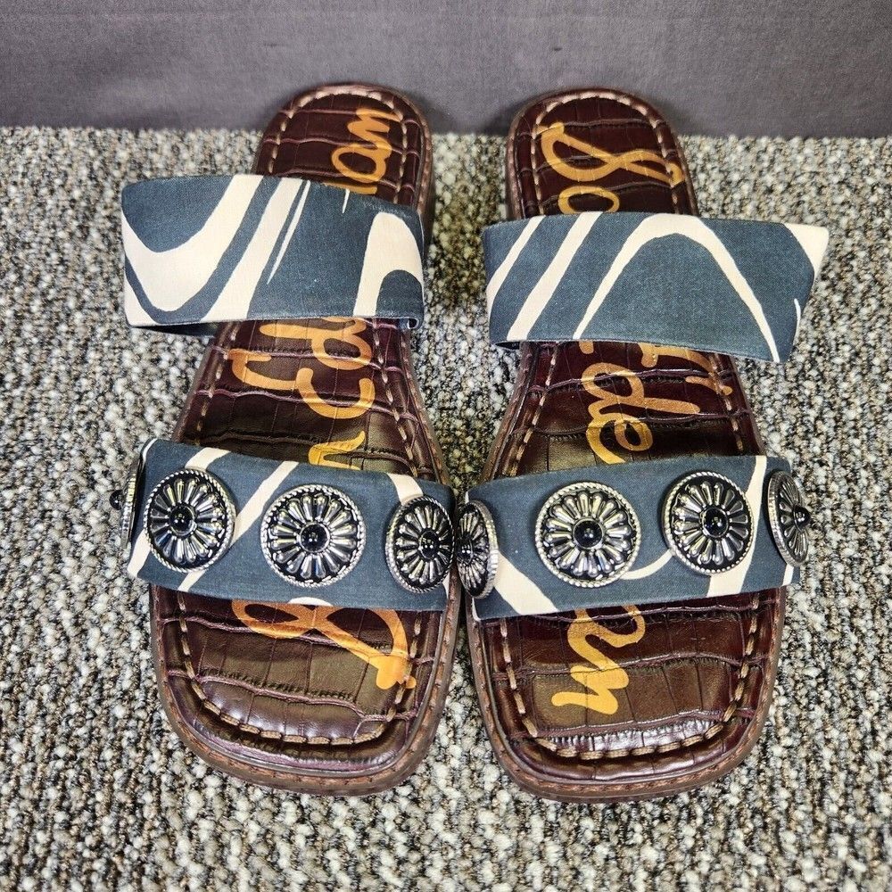 Sam Edelman Hera Womens Size 6M Black Cream Slip On Business Casual Sandals - Picture 8 of 9